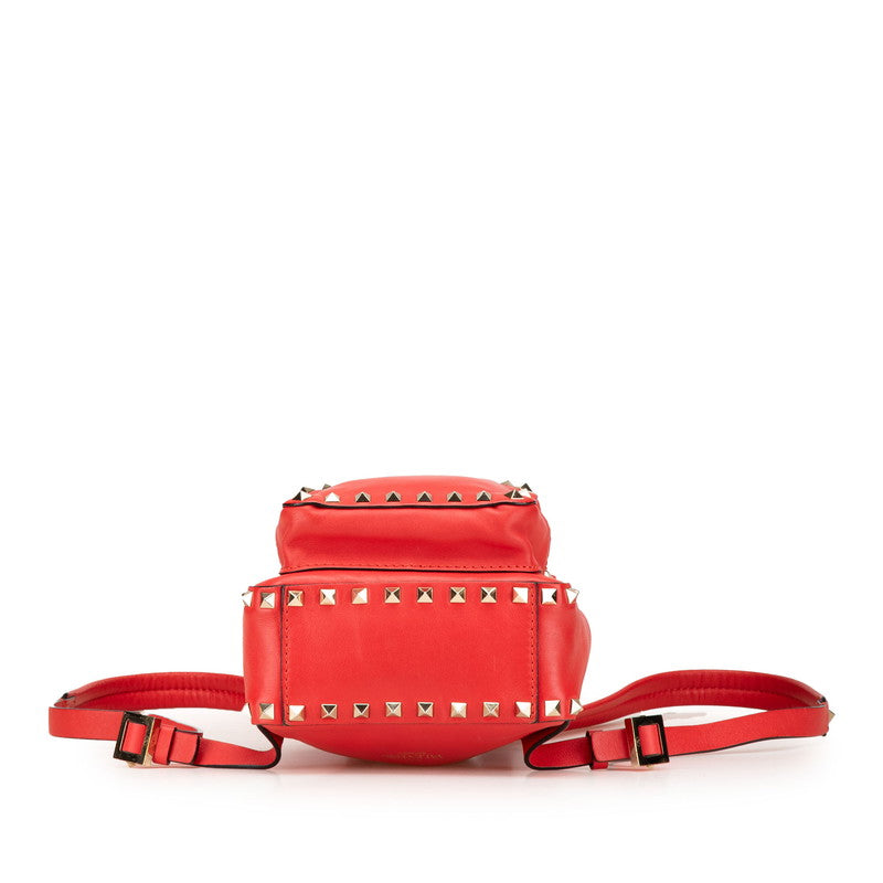 ヴァレンチノ ロックスタッズ リュック バックパック レッド レザー レディース Valentino 【中古】