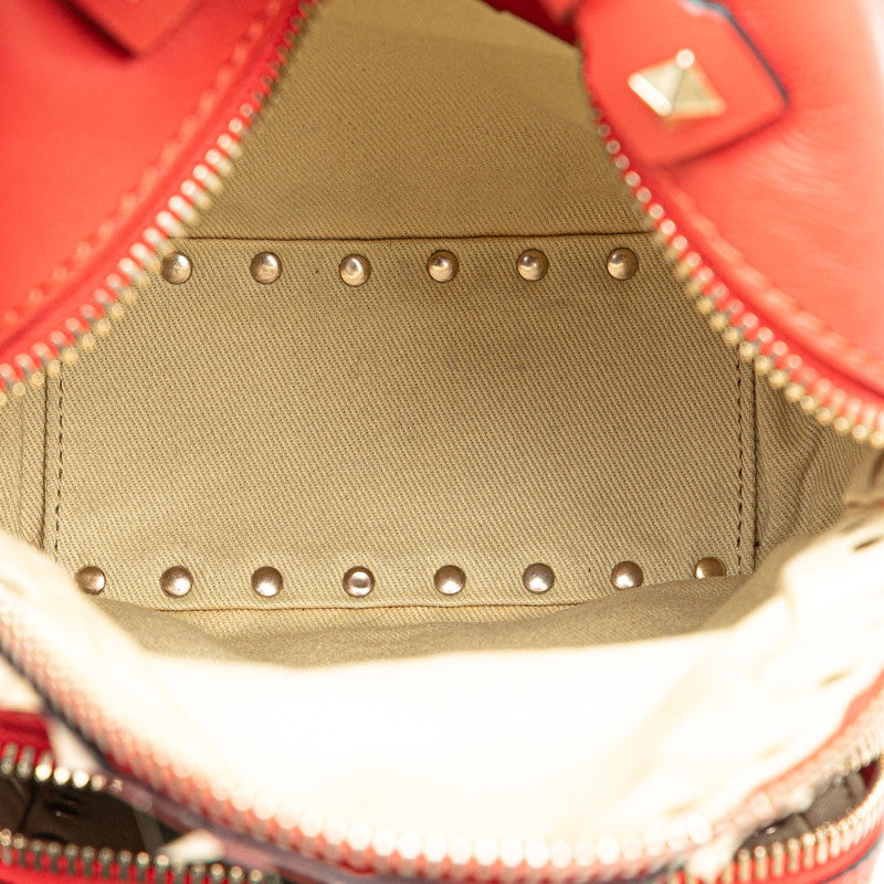 ヴァレンチノ ロックスタッズ リュック バックパック レッド レザー レディース Valentino 【中古】