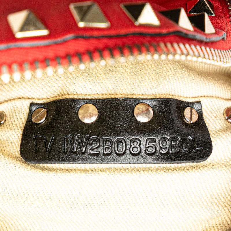 ヴァレンチノ ロックスタッズ リュック バックパック レッド レザー レディース Valentino 【中古】