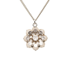 シャネル ココマーク フラワー 花 チェーン ペンダント ネックレス B16V シルバー メタル ラインストーン レディース CHANEL 【中古】