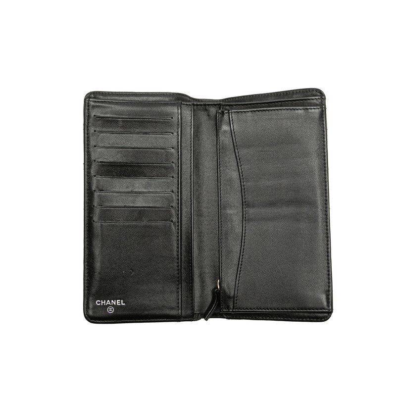 シャネル マトラッセ ココマーク 長財布 ブラック エナメル レザー レディース CHANEL 【中古】