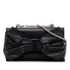 ヴァレンティノ ガラヴァーニ リボン チェーン ショルダーバッグ ブラック レザー レディース VALENTINO 【中古】