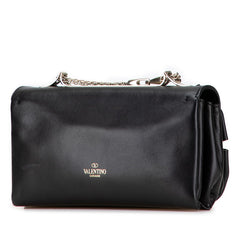 ヴァレンティノ ガラヴァーニ リボン チェーン ショルダーバッグ ブラック レザー レディース VALENTINO 【中古】