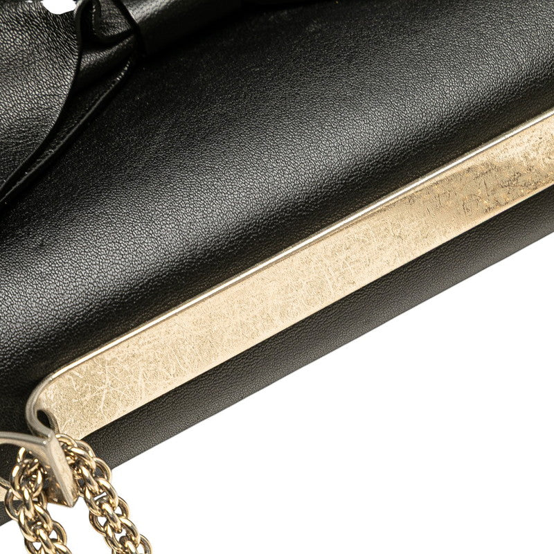 ヴァレンティノ ガラヴァーニ リボン チェーン ショルダーバッグ ブラック レザー レディース VALENTINO 【中古】