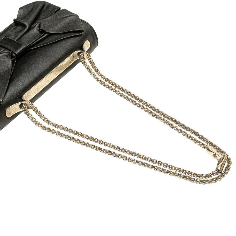 ヴァレンティノ ガラヴァーニ リボン チェーン ショルダーバッグ ブラック レザー レディース VALENTINO 【中古】
