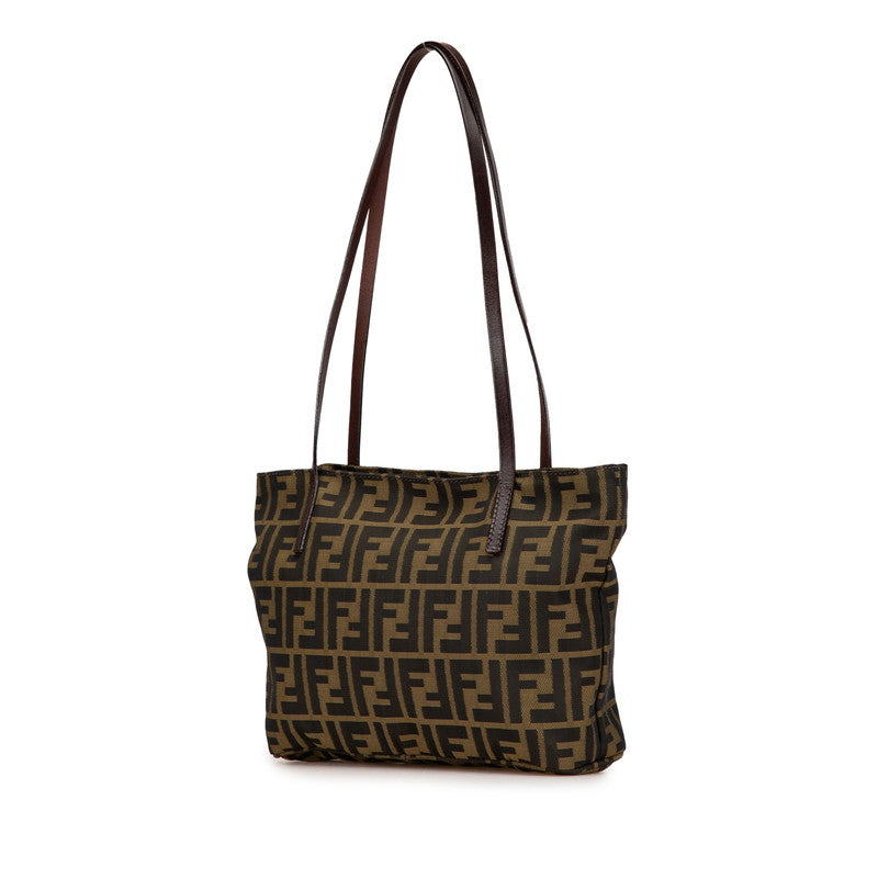 フェンディ ズッカ トートバッグ 16165 ブラウン ナイロン レザー レディース FENDI 【中古】