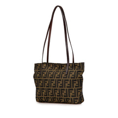 フェンディ ズッカ トートバッグ 16165 ブラウン ナイロン レザー レディース FENDI 【中古】
