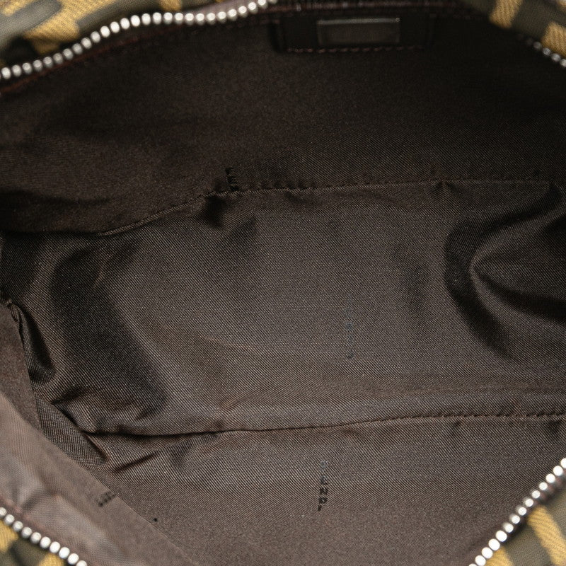 フェンディ ズッカ トートバッグ 16165 ブラウン ナイロン レザー レディース FENDI 【中古】