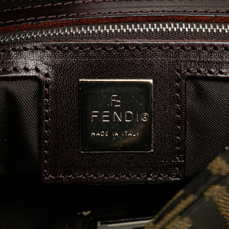 フェンディ ズッカ トートバッグ 16165 ブラウン ナイロン レザー レディース FENDI 【中古】