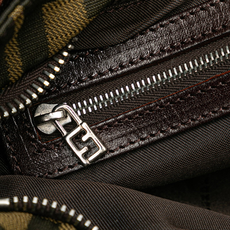 フェンディ ズッカ トートバッグ 16165 ブラウン ナイロン レザー レディース FENDI 【中古】