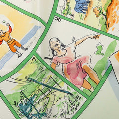 エルメス カレ90 Le jeu des petits bonheurs 小さな幸せのゲーム スカーフ マルチカラー ホワイト シルク レディース HERMES 中古