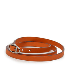 エルメス アピ 3連 ブレスレット オレンジ系 レザー メタル レディース HERMES 【中古】