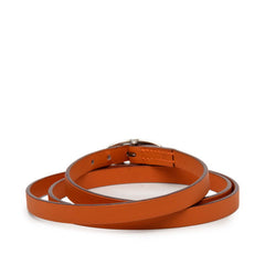 エルメス アピ 3連 ブレスレット オレンジ系 レザー メタル レディース HERMES 【中古】