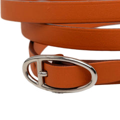 エルメス アピ 3連 ブレスレット オレンジ系 レザー メタル レディース HERMES 【中古】
