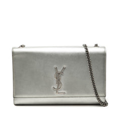 サンローラン カサンドラ クラシック ケイト YSLロゴ チェーン ショルダーバッグ GLT364021 シルバー レザー レディース SAINT LAURENT 中古