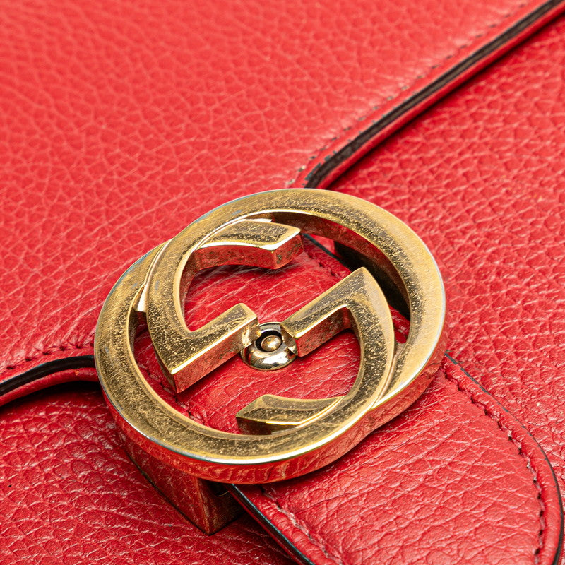 グッチ インターロッキングG チェーン ショルダーバッグ 510303 レッド レザー レディース GUCCI 【中古】