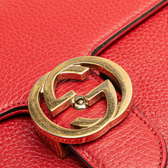 グッチ インターロッキングG チェーン ショルダーバッグ 510303 レッド レザー レディース GUCCI 【中古】