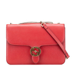 グッチ インターロッキングG チェーン ショルダーバッグ 510303 レッド レザー レディース GUCCI 【中古】