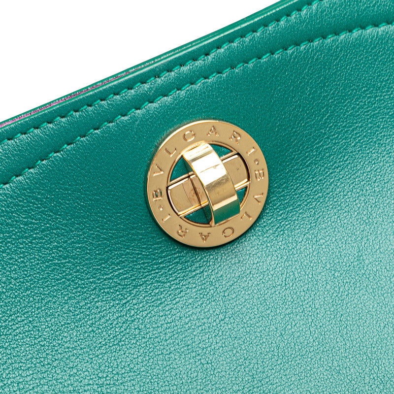 ブルガリ ロゴ トートバッグ ハンドバッグ グリーン レザー レディース BVLGARI 【中古】