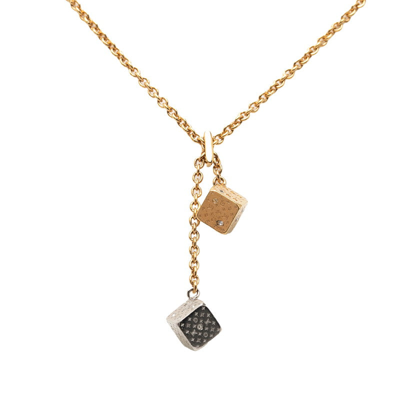 ルイ ヴィトン ラッキーグラム ネックレス M62804 ゴールド メッキ ラインストーン レディース LOUIS VUITTON 【中古】