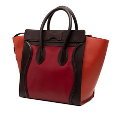 セリーヌ ラゲージ ミディアム ショッパー ハンドバッグ レッド ブラウン オレンジ レザー レディース CELINE 【中古】