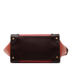 セリーヌ ラゲージ ミディアム ショッパー ハンドバッグ レッド ブラウン オレンジ レザー レディース CELINE 【中古】