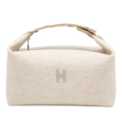 エルメス ブリッド ア ブラッグ オ カレ GM ハンドバッグ ポーチ セーグル ベージュ シルバー金具 キャンバス レディース HERMES 【中古】