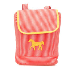 エルメス ストライプ カヴァル ホース 馬 キッズ リュック バックパック レッド イエロー コットン キッズ HERMES 【中古】