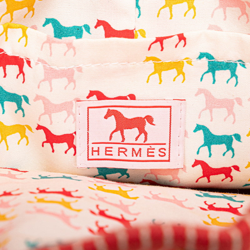 エルメス ストライプ カヴァル ホース 馬 キッズ リュック バックパック レッド イエロー コットン キッズ HERMES 【中古】