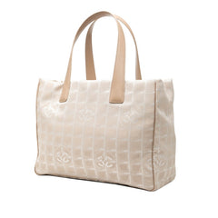 シャネル ココマーク ニュートラベルライン トートMM トートバッグ ハンドバッグ ベージュ ナイロン レザー レディース CHANEL 中古