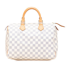 ルイ ヴィトン ダミエ アズール スピーディ30 ハンドバッグ ミニボストンバッグ N41533 ホワイト PVC レザー レディース LOUIS VUITTON 【中古】