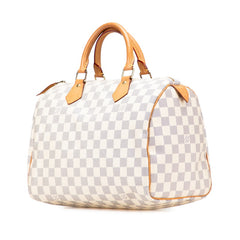 ルイ ヴィトン ダミエ アズール スピーディ30 ハンドバッグ ミニボストンバッグ N41533 ホワイト PVC レザー レディース LOUIS VUITTON 【中古】