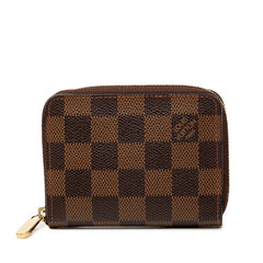 ルイ ヴィトン ダミエ ジッピー コインパース コインケース 小銭入れ N63070 ブラウン PVC レザー レディース LOUIS VUITTON 【中古】