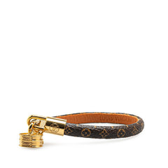 ルイ ヴィトン モノグラム ブラスレ LV トリビュート ブレスレット M6442 ブラウン ゴールド PVC メッキ レディース LOUIS VUITTON 【中古】