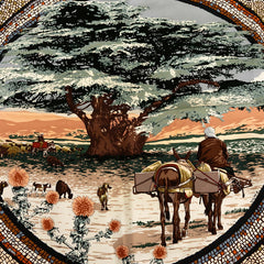 エルメス カレ90 SOUS LE CEDRE ヒマラヤ杉の下で スカーフ ブラウン ベージュ マルチカラー シルク レディース HERMES 【中古】