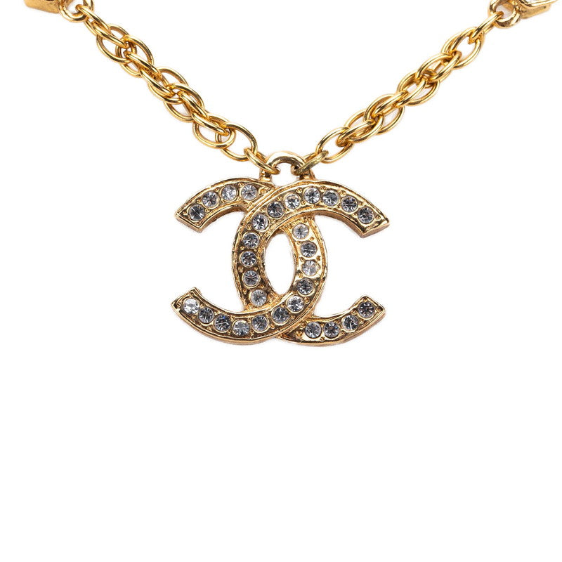 シャネル ココマーク ペンダントネックレス ゴールド メッキ ラインストーン レディース CHANEL 【中古】