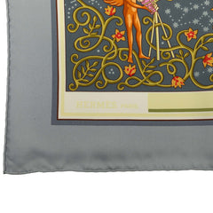 エルメス カレ90 www.hermes.com 世界地図 スカーフ グレー オレンジ マルチカラー シルク レディース HERMES 中古