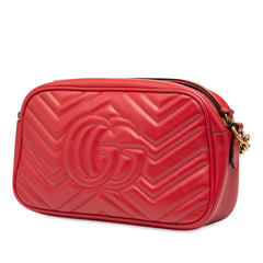 グッチ GGマーモント 斜め掛け チェーン ショルダーバッグ 447632 レッド レザー レディース GUCCI 【中古】