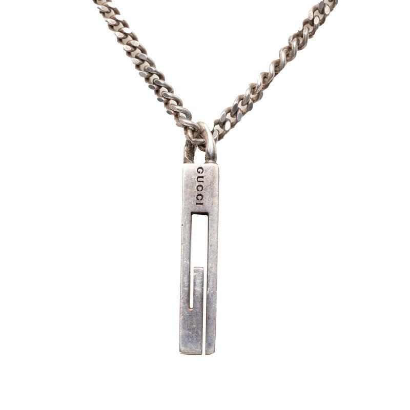 グッチ カットアウトG Gバー チェーン ペンダント ネックレス SV925 シルバー レディース GUCCI 【中古】