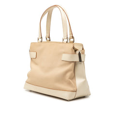 サルヴァトーレフェラガモ ガンチーニ ハンドバッグ AQ-21 0198 ベージュ クリーム キャンバス レザー レディース Salvatore Ferragamo 【中古】
