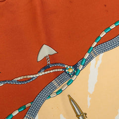エルメス カレ90 PERLES DU KENYA ケニヤの真珠 スカーフ 大判 ブラウン系 マルチカラー シルク レディース HERMES 中古