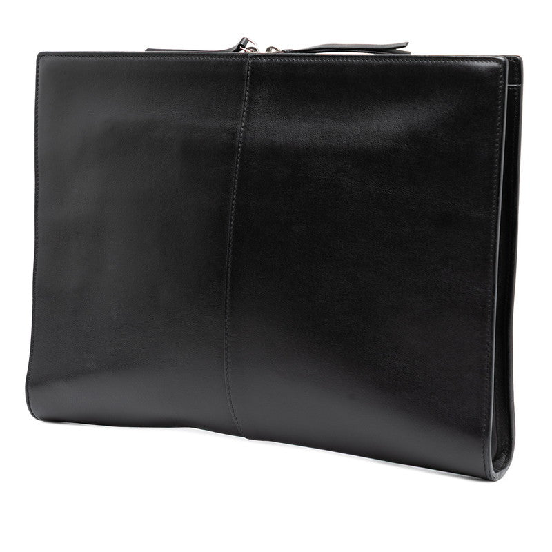 バレンシアガ ロゴ クラッチバッグ セカンドバッグ ブラック レザー レディース BALENCIAGA 【中古】