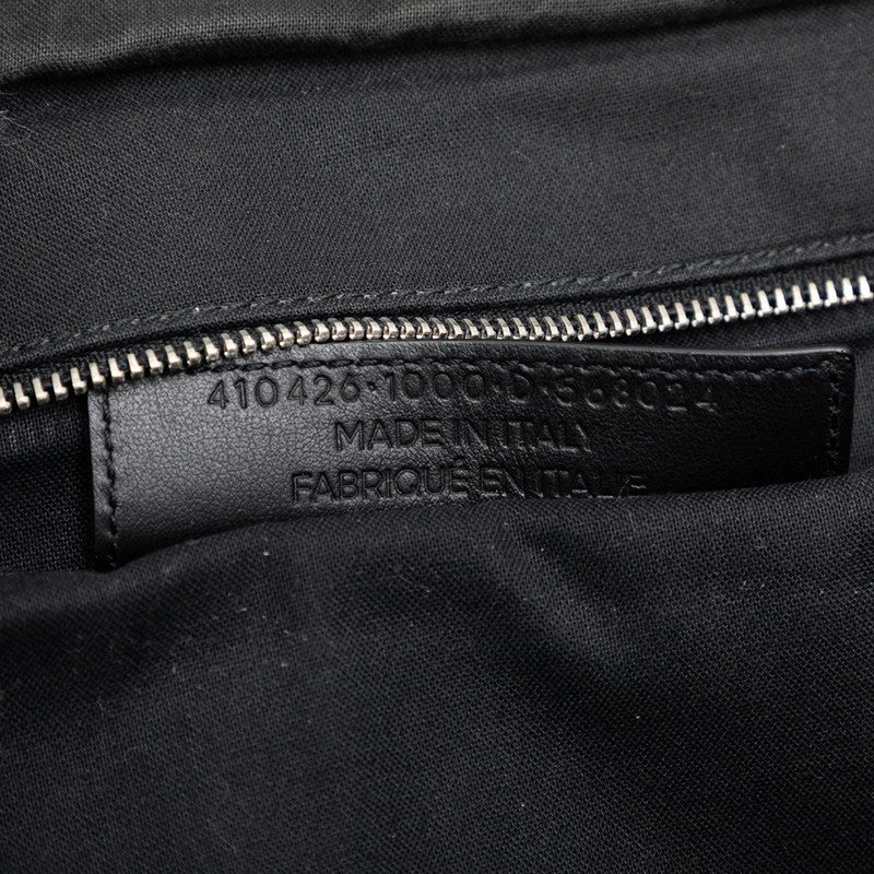 バレンシアガ ロゴ クラッチバッグ セカンドバッグ ブラック レザー レディース BALENCIAGA 【中古】