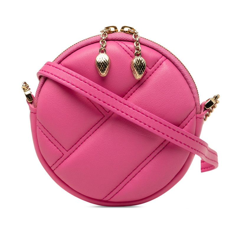 ブルガリ セルペンティ カボション ミニ チェーン ショルダー ポシェット ピンク レザー レディース BVLGARI 【中古】