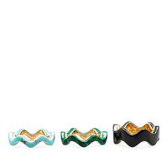 フェンディ リング 指輪 3点セット サイズ:S ゴールド ブラック ブルー グリーン メッキ レディース FENDI 【中古】