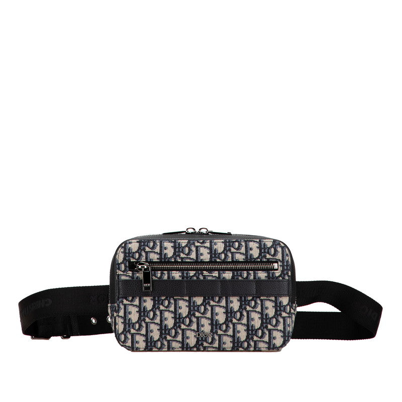 ディオール トロッター ボディバッグ ネイビー ブラック キャンバス レザー レディース Dior 【中古】
