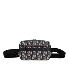 ディオール トロッター ボディバッグ ネイビー ブラック キャンバス レザー レディース Dior 【中古】