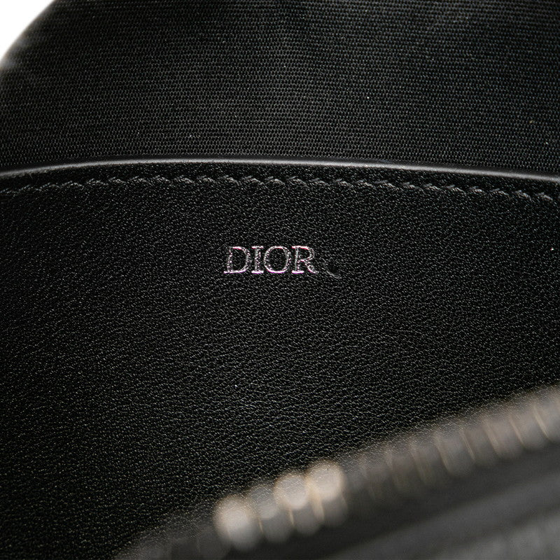 ディオール トロッター ボディバッグ ネイビー ブラック キャンバス レザー レディース Dior 【中古】