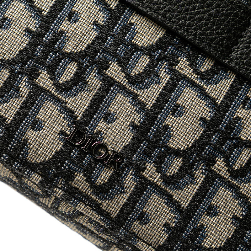 ディオール トロッター ボディバッグ ネイビー ブラック キャンバス レザー レディース Dior 【中古】