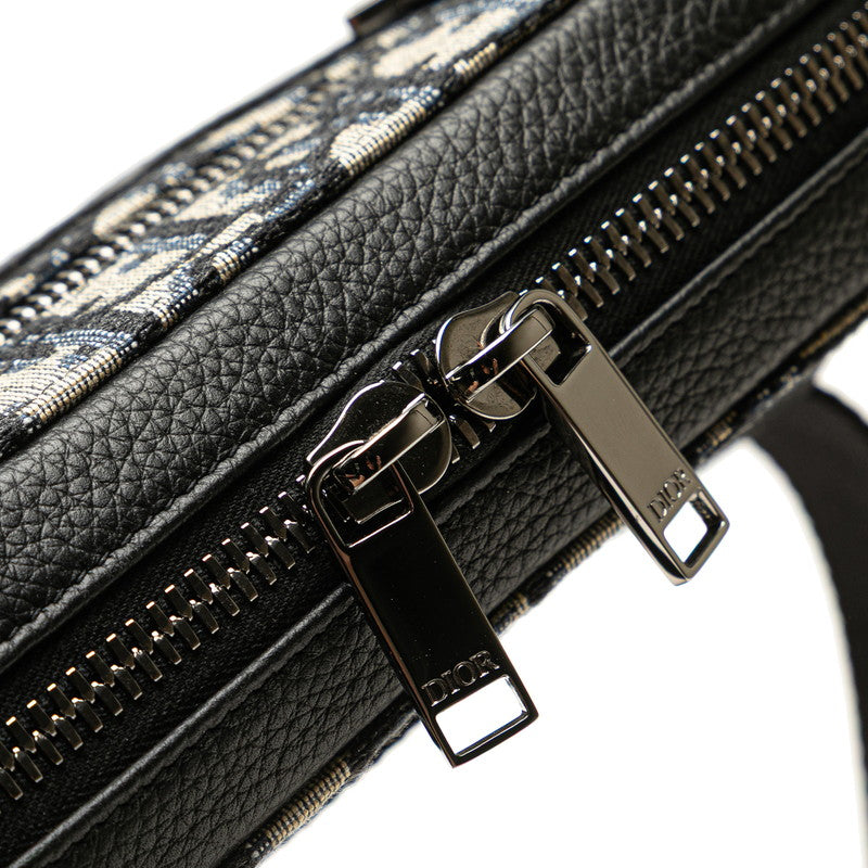ディオール トロッター ボディバッグ ネイビー ブラック キャンバス レザー レディース Dior 【中古】